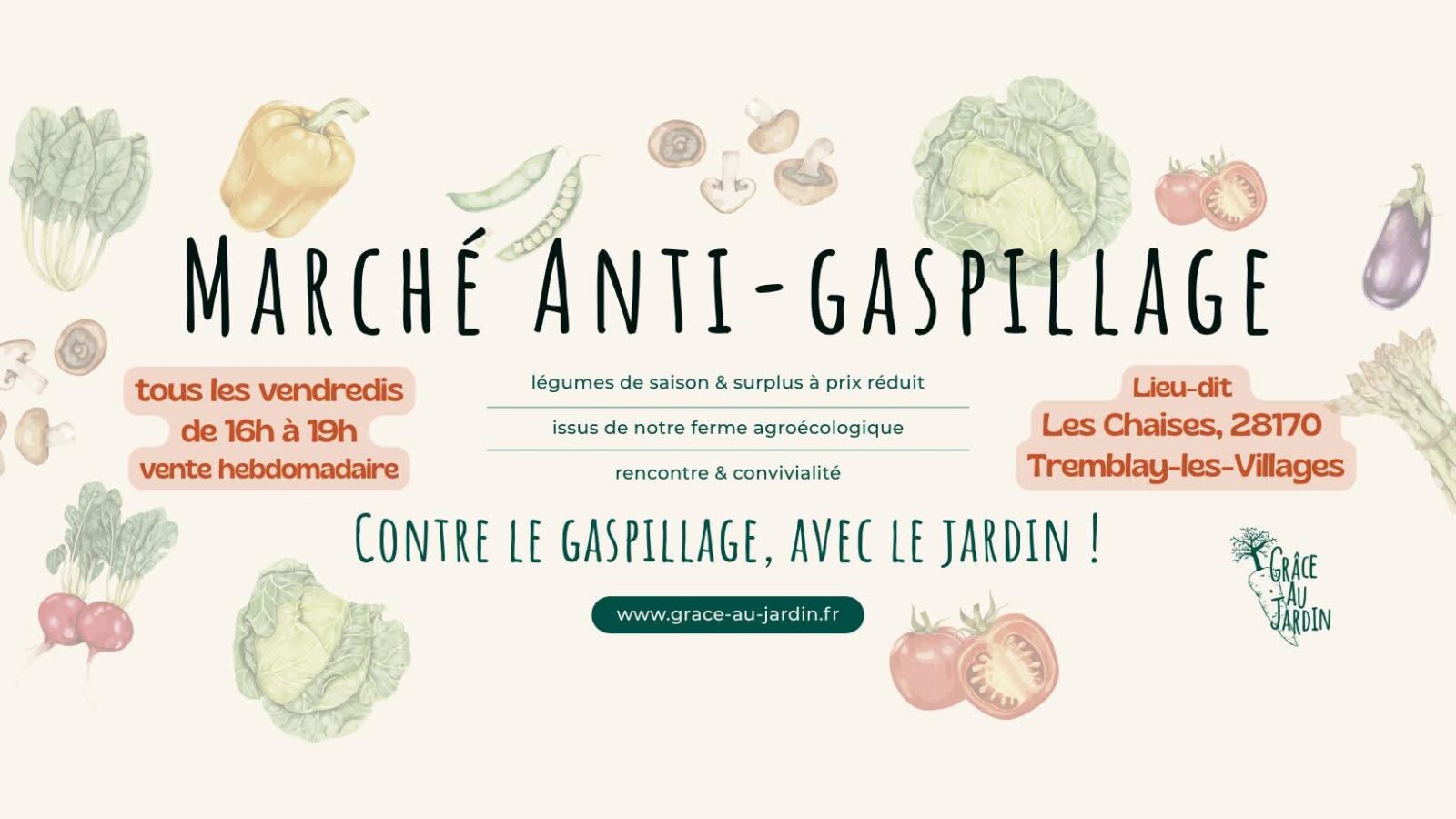 Marché anti-gaspillage à la ferme – Grâce au Jardin